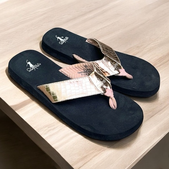 Corkys Lumi Flip Flops in Rose Gold Women's Size 10 - Picture 1 of 8